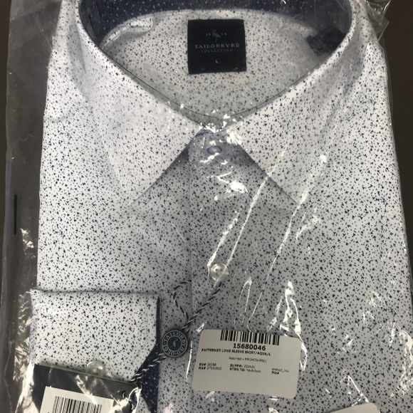 TailorByrd Patterned Aqua Long Sleeve Shirt - Picture 3 of 4